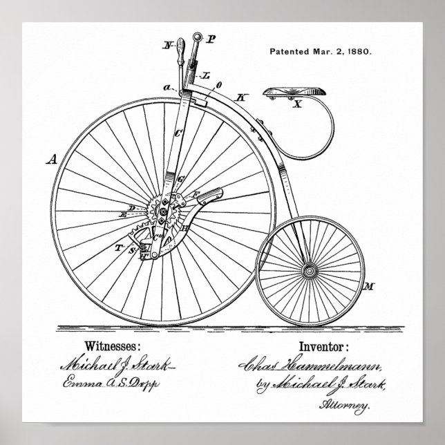1880 Vintages Fahrrad-Patent Art Printwerbung Poster (Vorne)