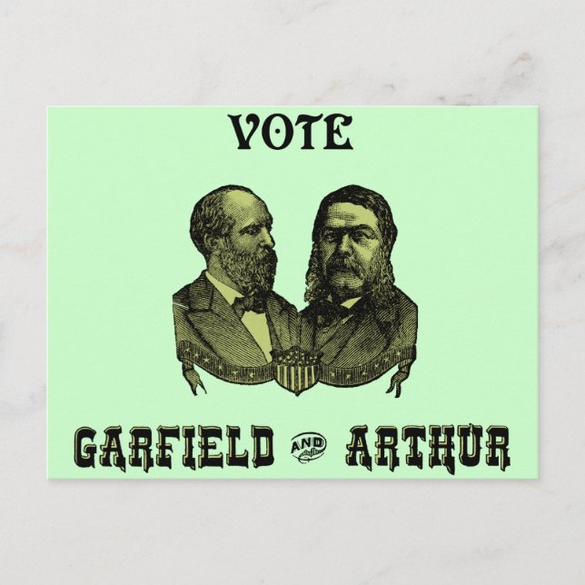 1880 Vote Garfield und Arthur, grün Postkarte (Vorderseite)