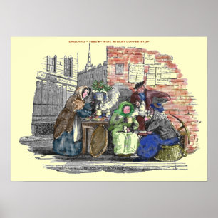 "1880er-England-Street Hot-Coffee vender" Poster