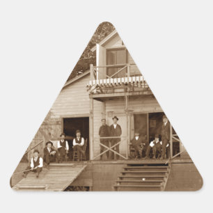 1880er Herrenclub Fox River Club Angeln Elgin Dreieckiger Aufkleber