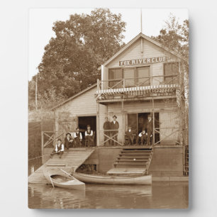 1880er Herrenclub Fox River Club Angeln Elgin Fotoplatte