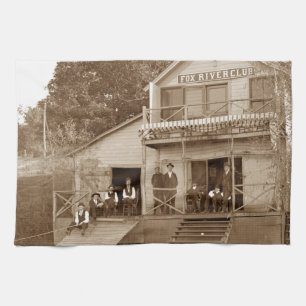 1880er Herrenclub Fox River Club Angeln Elgin Küchentuch