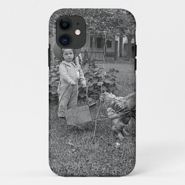 1880er Jahre Adorable Girl and Rooster Cart im Gar Case-Mate iPhone Hülle (Rückseite)