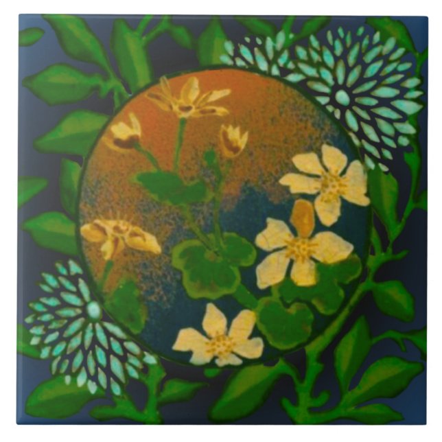 1880er Jahre Seltenes Wedgwood Barbotine Slip Pain Fliese (Vorderseite)