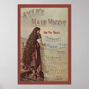 1880er Jahre Vintage-Werbung Ayer's Hair Vigor für Poster