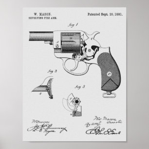 1881 Gun Revolver Patent Art Zeichnend Print Poster