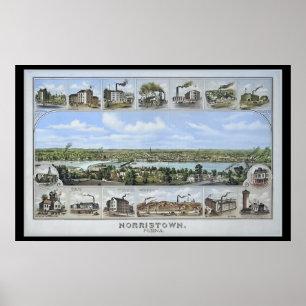 1881 Luftkarte Norristown PA Pennsylvania Poster