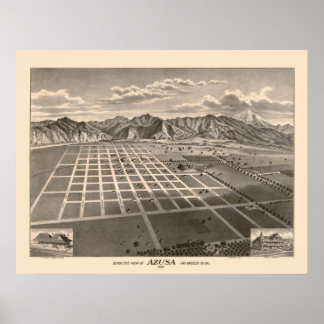 1881 Panoramablick auf die Vogelperspektive von Az Poster