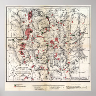 1881 YELLOWSTONE PARK MAP POSTER