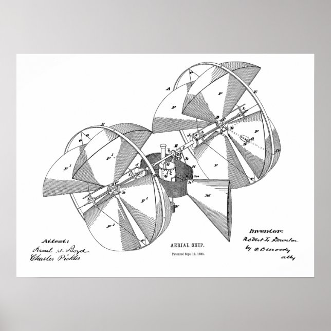 1882 Druckkunst Zeichnend Flugmaschine Poster (Vorne)
