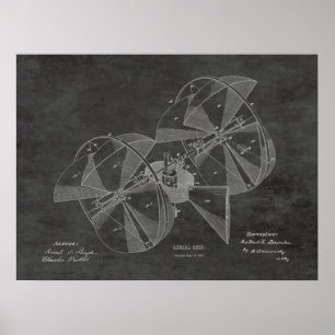 1882 Flugmaschinen-Flugzeug-Patentzeichnung Druck Poster