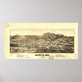 1882 Maysville, CO Birds Eye Panoramablick Karte Poster