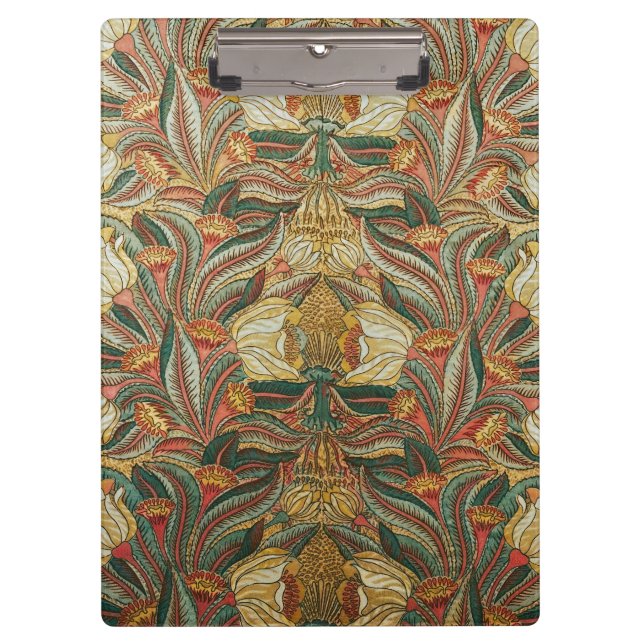 1882 Vintag große Blume & Blätter Golden Green Klemmbrett (Vorderseite)