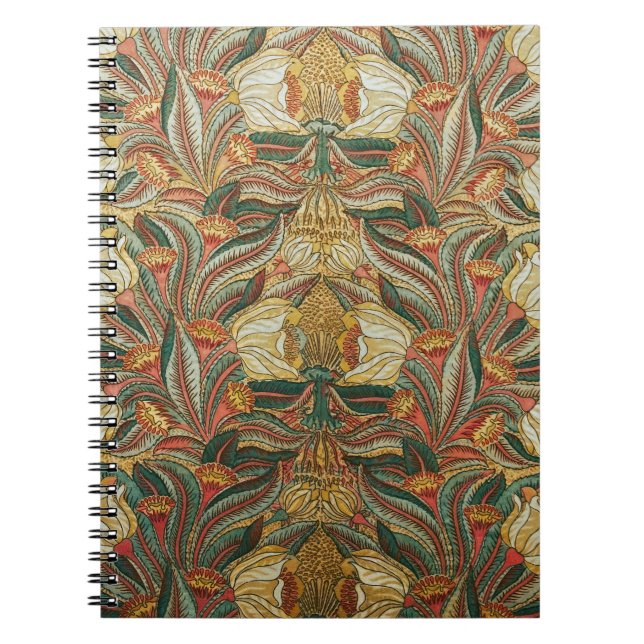 1882 Vintag große Blume & Blätter Golden Green Notizblock (Vorderseite)