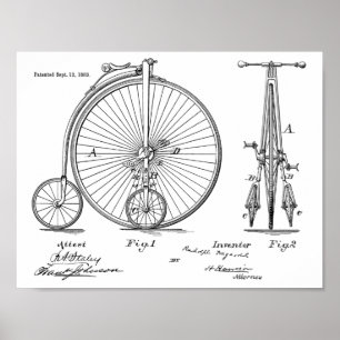 1882 Vintages Fahrrad-Patent Art Printwerbung Poster