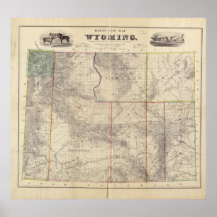1883 Karte von Wyoming Poster