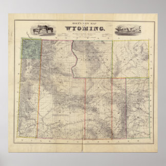 1883 Karte von Wyoming Poster