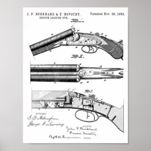 1883 Patentzeichnung für eine Schrotflinte Poster