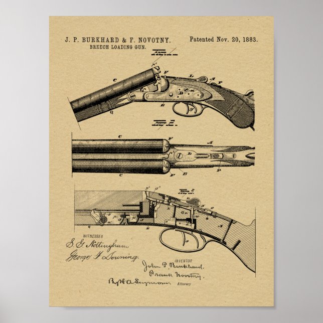 1883 Shotgun Patentkunst Zeichnend Print Poster (Vorne)