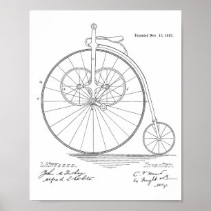 1883 Vintages Fahrrad-Patent Art Printwerbung Poster