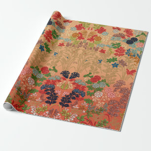 1884 Antike japanische Blumenfächer-Muster Geschenkpapier