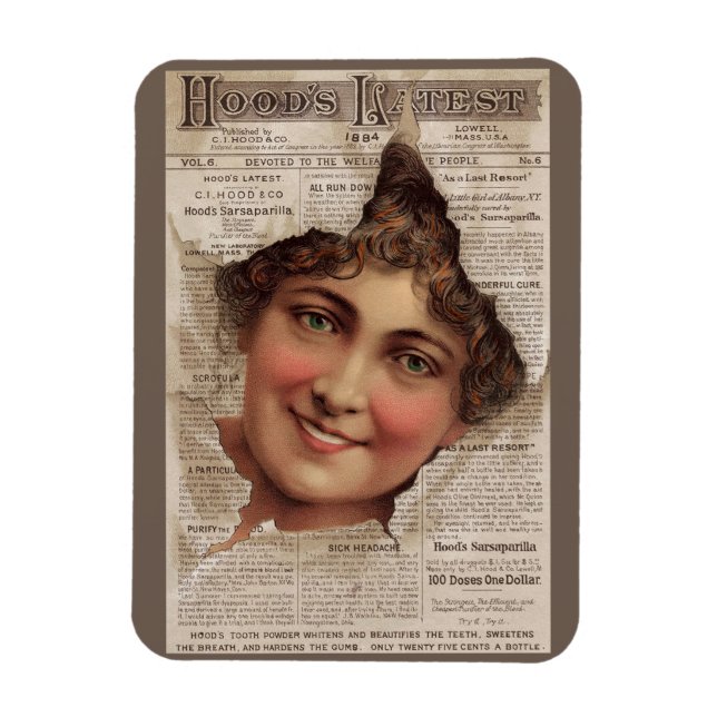 1884 Hood’s Tooth Powder-Karte Magnet (Vertikal)