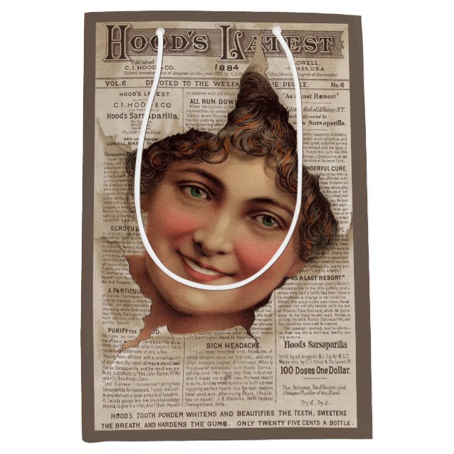 1884 Hood’s Tooth Powder-Karte Mittlere Geschenktüte (Vorderseite)