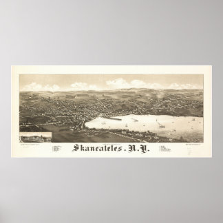 1884 Skaneateles, New Birds Eye Panoramablick Kart Poster