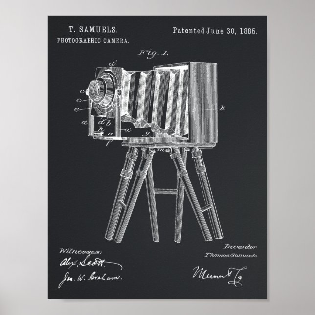 1885 Camera Patent Art Zeichnend Print Poster (Vorne)
