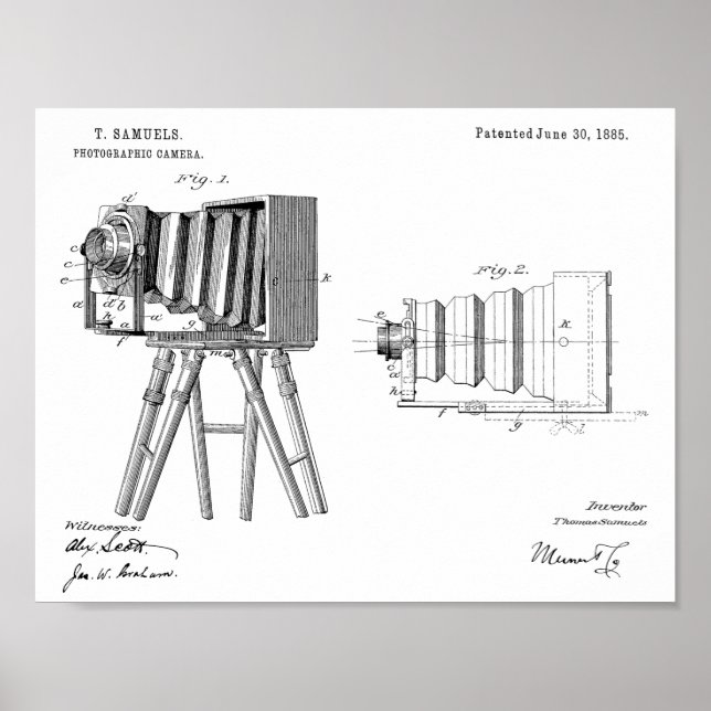 1885 Camera Patent Art Zeichnend Print Poster (Vorne)