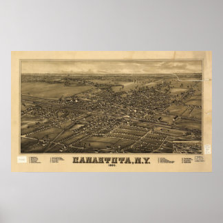 1885 Canastota, New Birds Eye Panoramablick Karte Poster