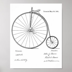 1885 Vintages Fahrrad-Patent Art Printwerbung Poster