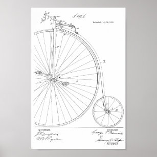 1885 Vintages Fahrrad-Patent Art Printwerbung Poster