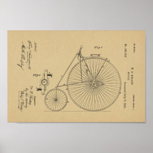 1885 Vintages Fahrrad-Patent Art Printwerbung Poster