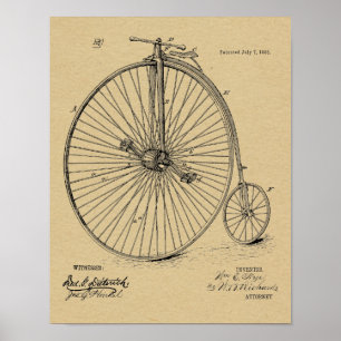 1885 Vintages Fahrrad-Patent Art Printwerbung Poster