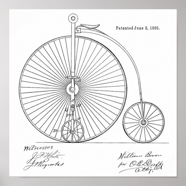 1885 Vintages Fahrrad-Patent Art Printwerbung Poster (Vorne)