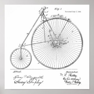 1885 Vintages Fahrrad-Patent Art Printwerbung Poster