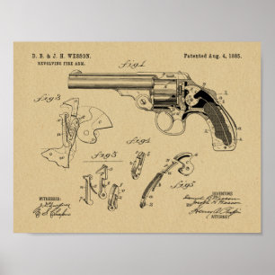 1885 Wesson Gun Patent Art Zeichnend Print Poster