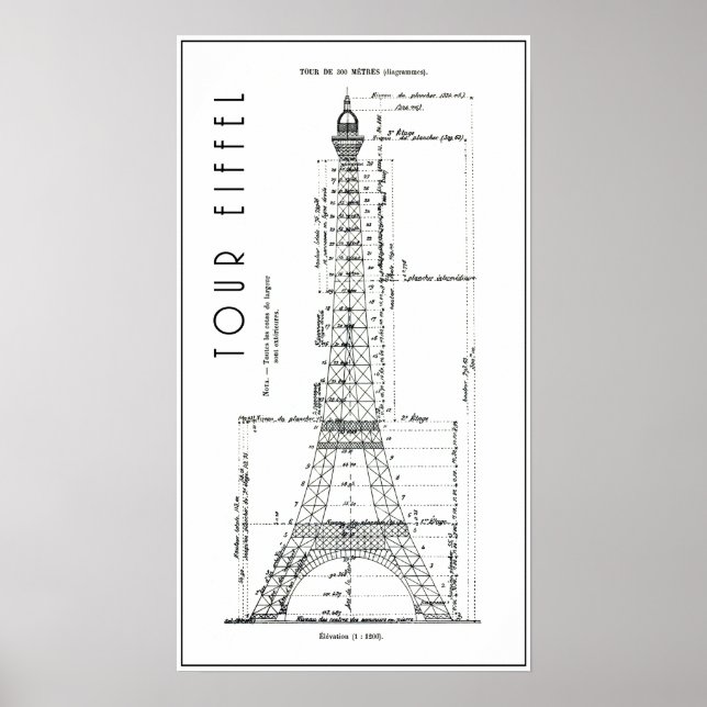 1886 EIFFEL TOWER ENGINEERS PLAN POSTER (Vorne)