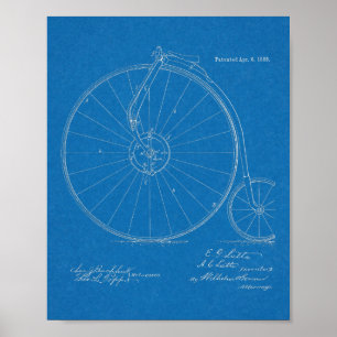 1886 High Wheeler Fahrrad Design Patent Kunst Druc Poster