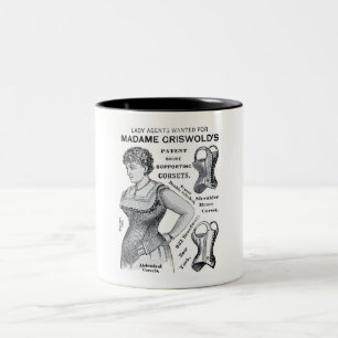 1886 MADAME GRISWOLD'S CORSET WERBUNG ZWEIFARBIGE TASSE