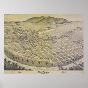 1886 Old El Paso City Karte Poster