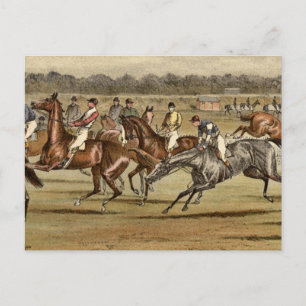1886 Steeplechase Racing Art Postkarte