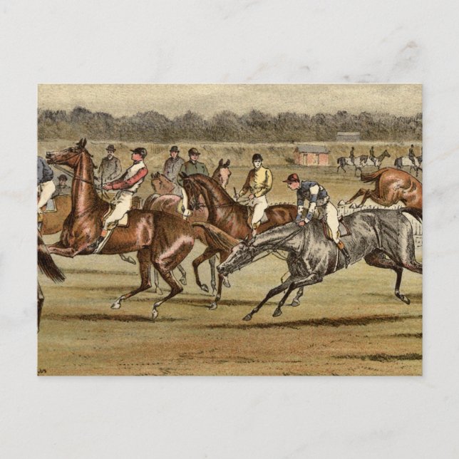 1886 Steeplechase Racing Art Postkarte (Vorderseite)