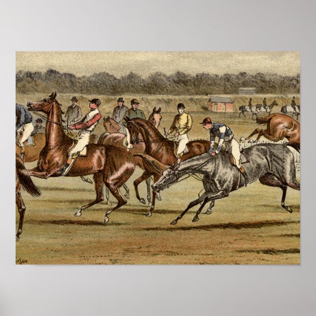 1886 Steeplechase Racing Print Poster (Vorne)