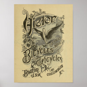 1886 Vintage Victor Fahrrad Magazin Werbekunst Pos Poster