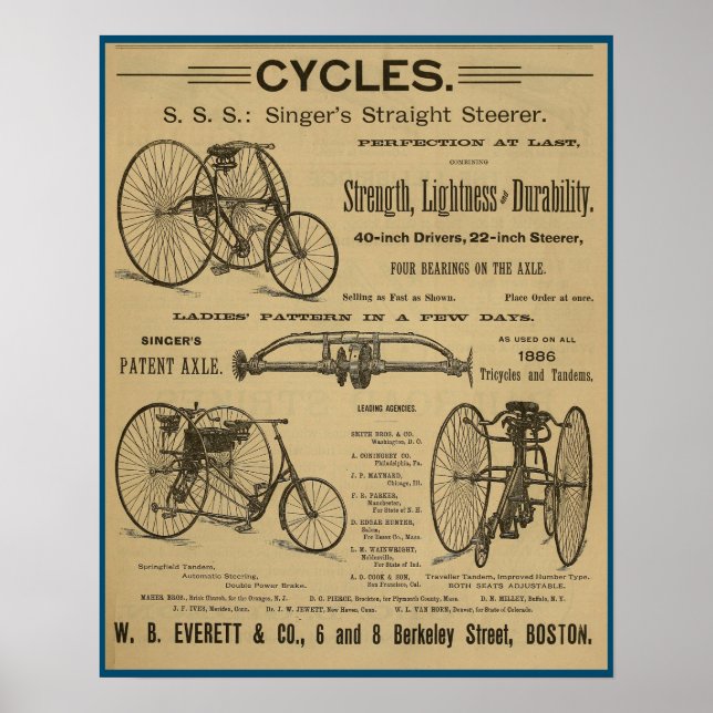 1886 Vintages Bicycle Magazine und Art Poster (Vorne)