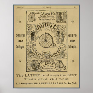 1886 Vintages Rudge Bicycle Magazine und Art Poste Poster