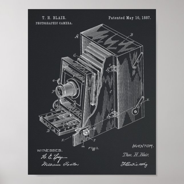 1887 Camera Patent Art Zeichnend Print Poster (Vorne)