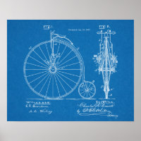 1887 Entwurf des Hoch-Rad-Fahrraddesigns Kunst Dru